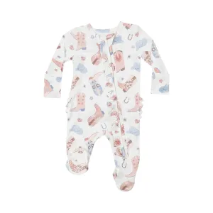 ANG Cowgirl Boots 2 Way Zippered Footie in Pink