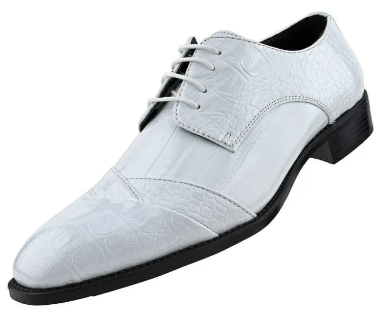 Bolano Bandit White Men's Oxford Croco Dress Shoes