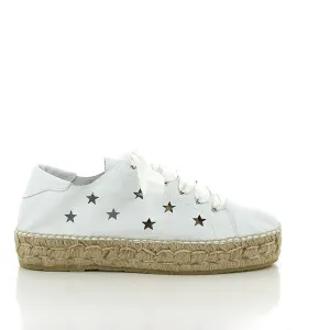 Calzanor 2053 Stars White Lace-Up Espadrilles
