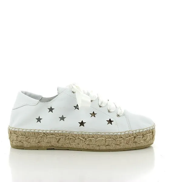 Calzanor 2053 Stars White Lace-Up Espadrilles
