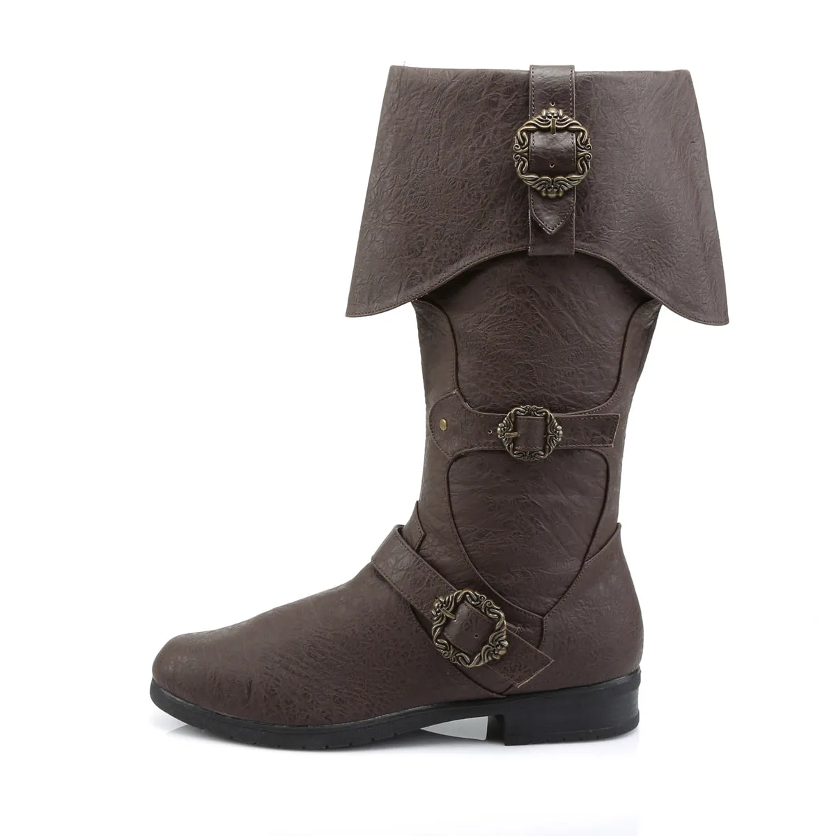 CARRIBEAN-299 Fancy Dress Costume Funtasma Men's Boots Brown Distressed Pu