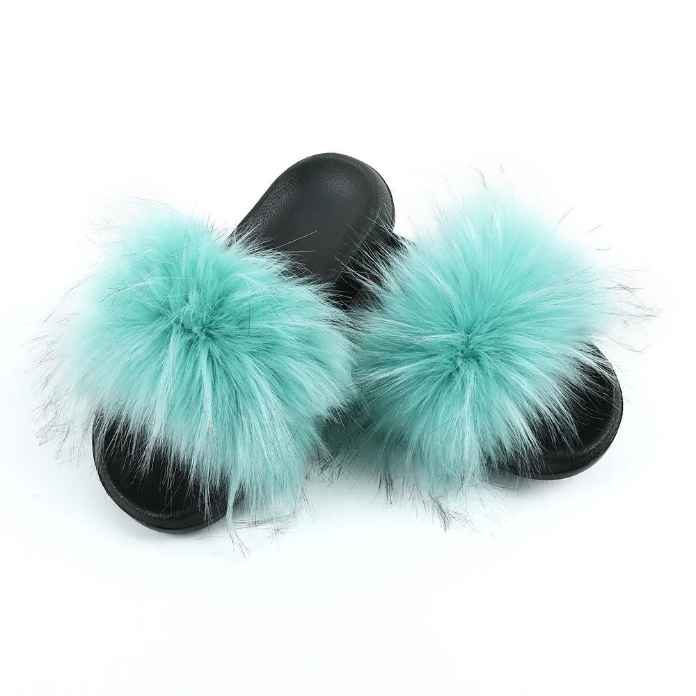Chicvane Colormix Fur Slides Shoes Home Furry Sleepers