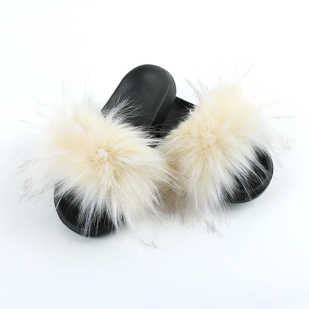 Chicvane Colormix Fur Slides Shoes Home Furry Sleepers