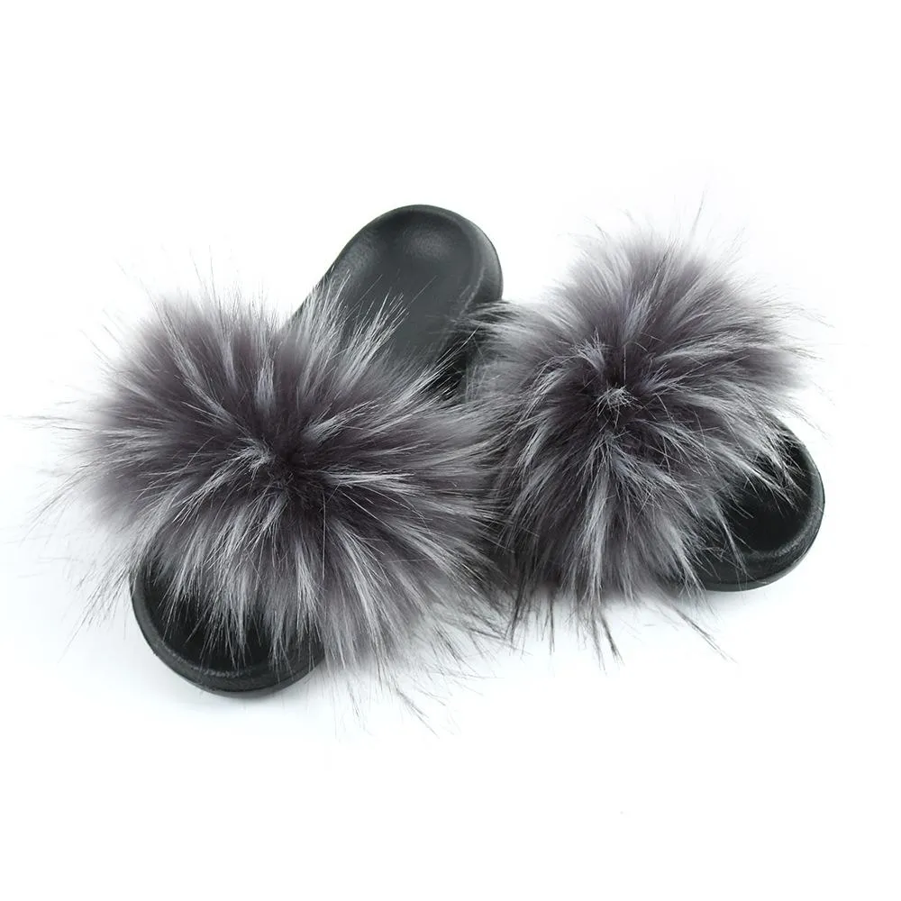 Chicvane Colormix Fur Slides Shoes Home Furry Sleepers