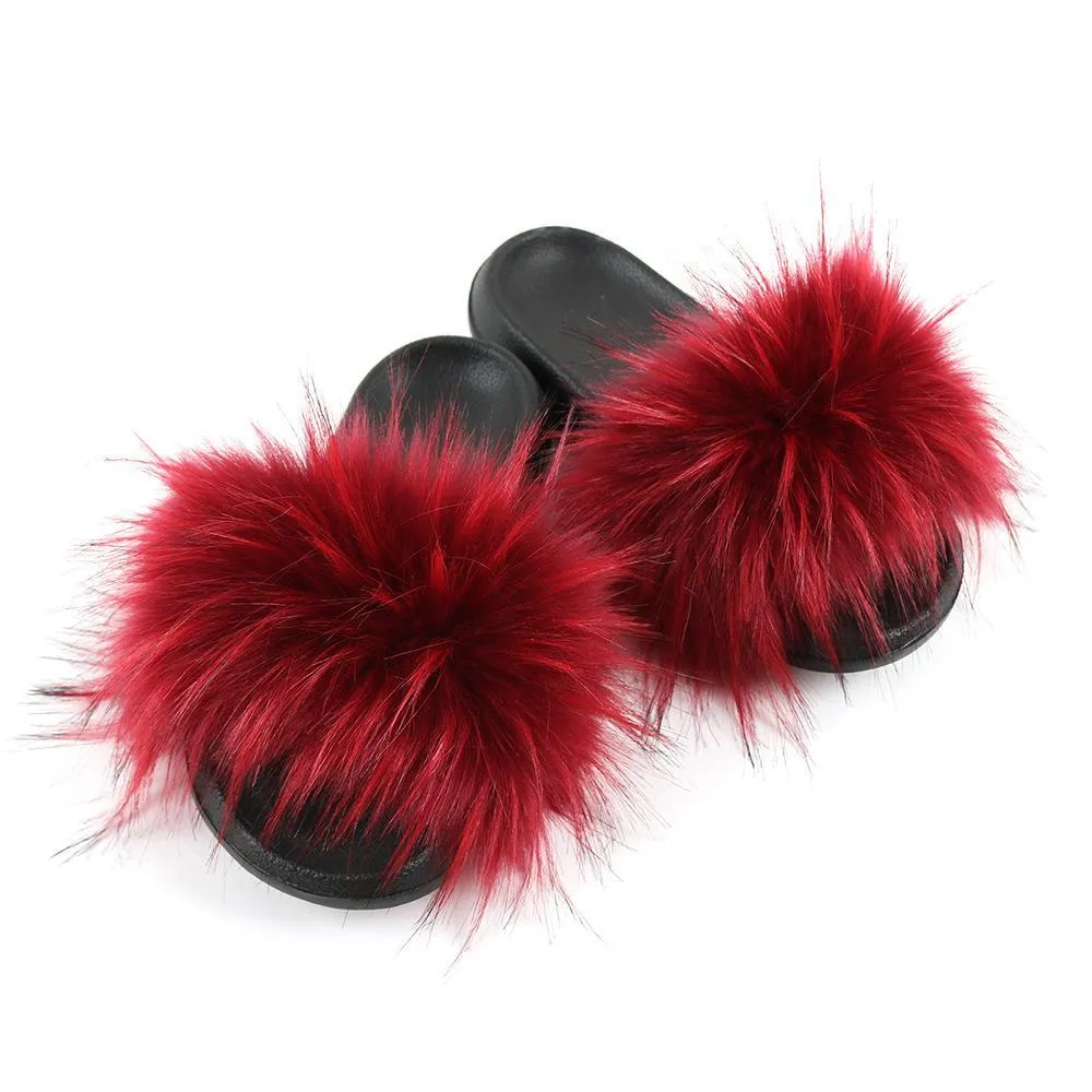 Chicvane Colormix Fur Slides Shoes Home Furry Sleepers