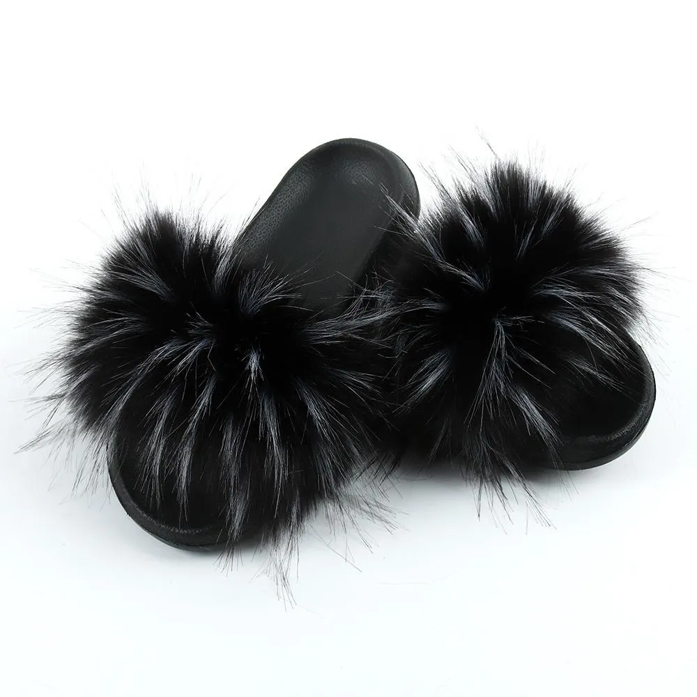 Chicvane Colormix Fur Slides Shoes Home Furry Sleepers