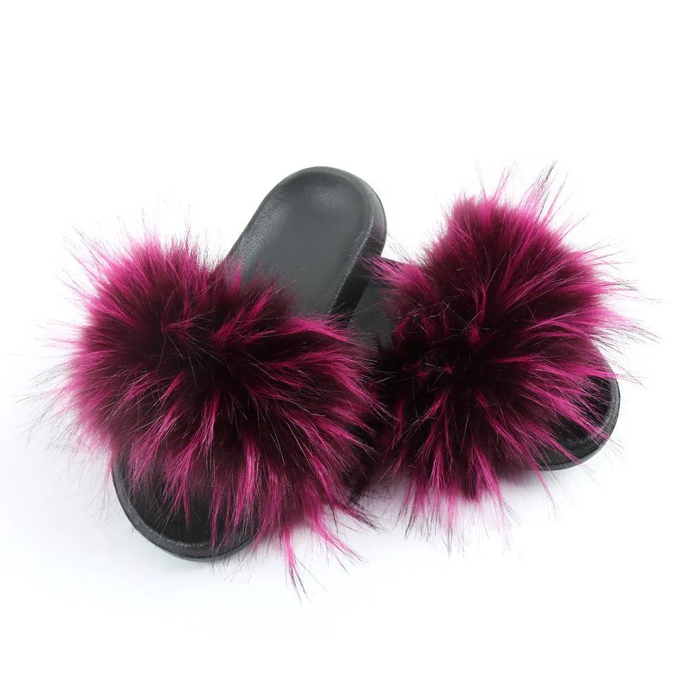 Chicvane Colormix Fur Slides Shoes Home Furry Sleepers