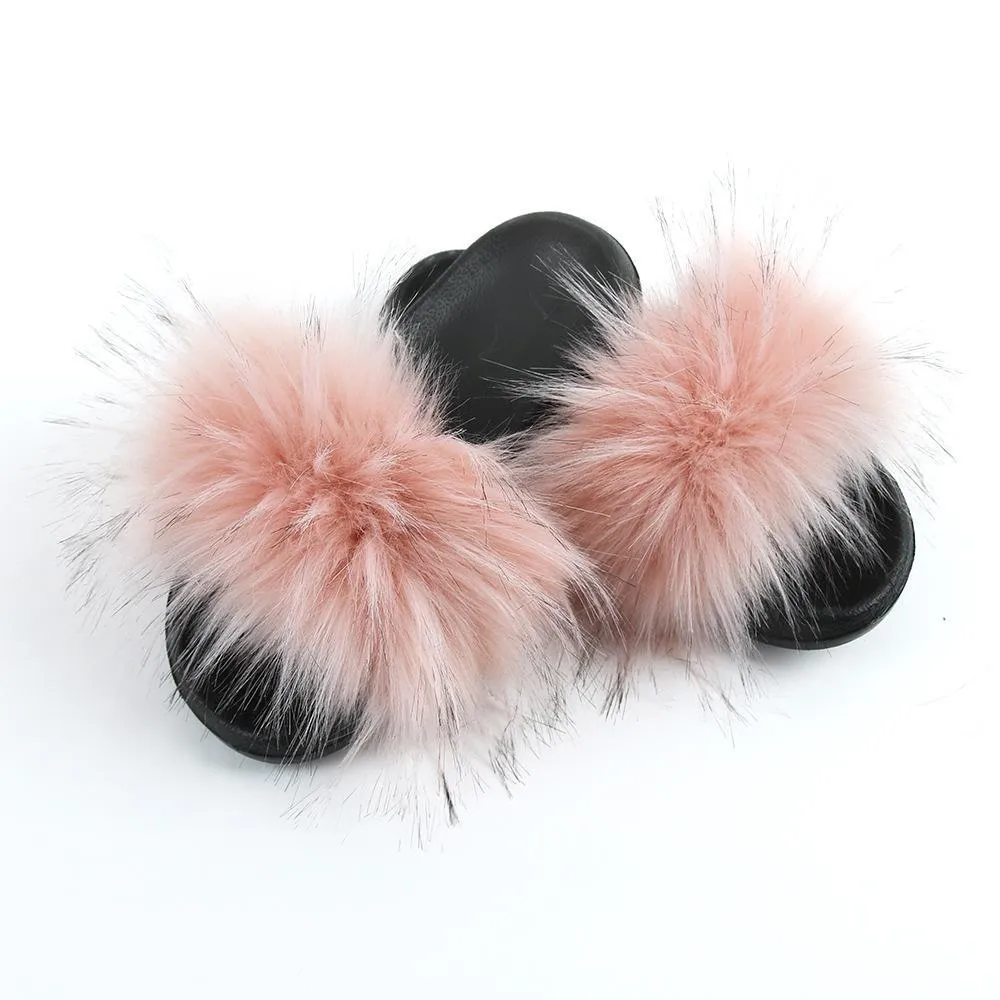 Chicvane Colormix Fur Slides Shoes Home Furry Sleepers