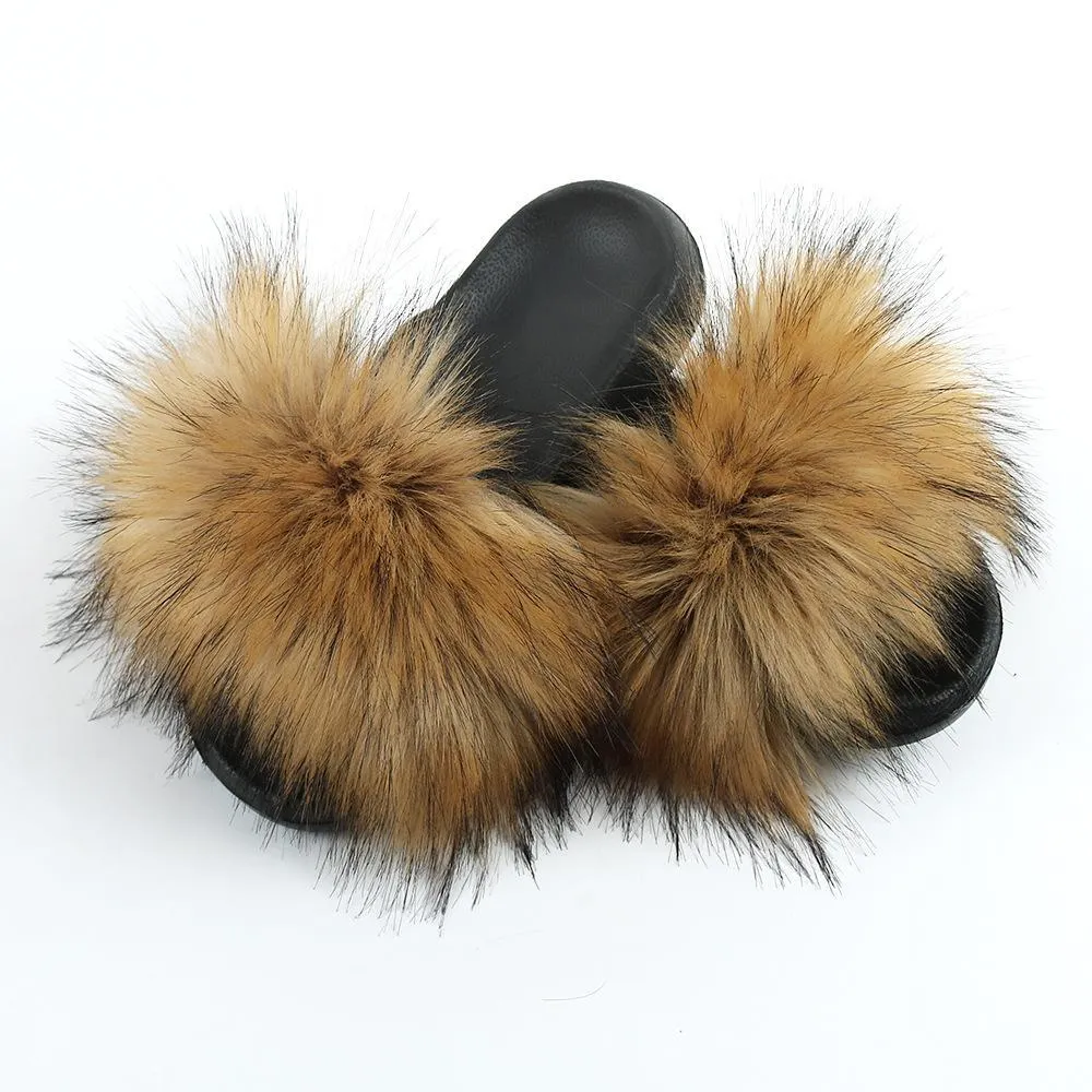 Chicvane Colormix Fur Slides Shoes Home Furry Sleepers