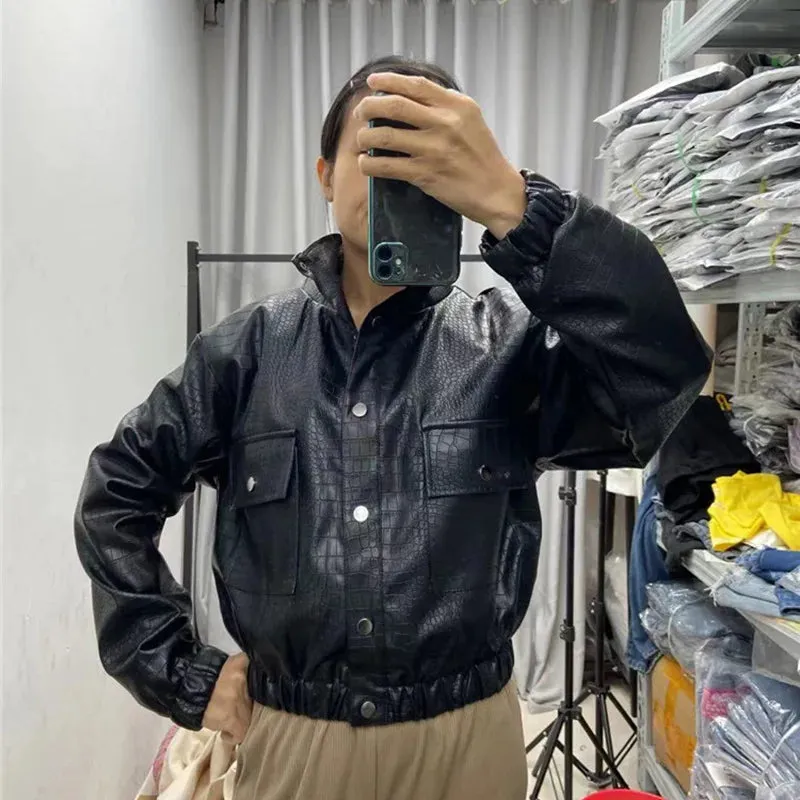 cold weather outfits Joskaa High-End Genuine Leather Jacket Women's Autumn 2024 New Petite Slimming Motorcycle PU Leather Top