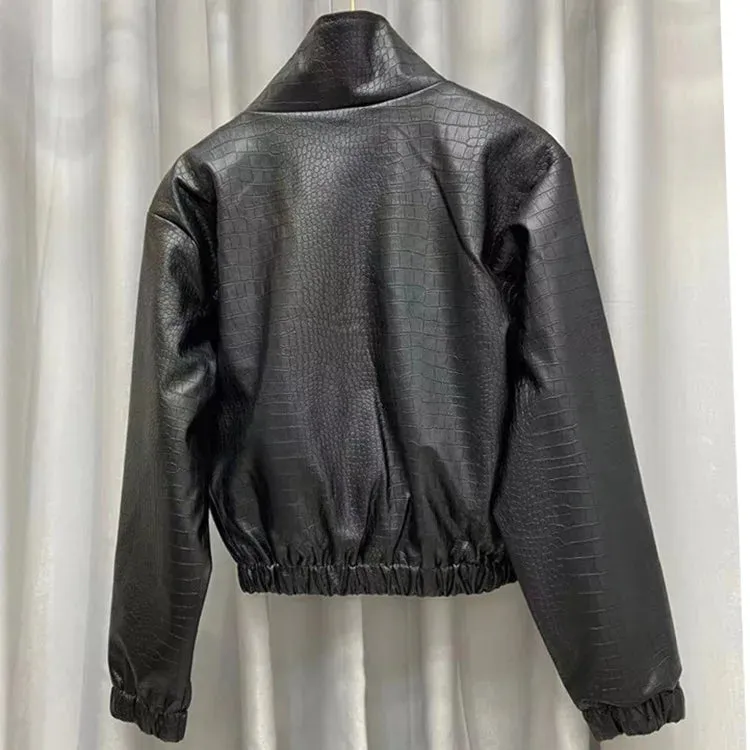 cold weather outfits Joskaa High-End Genuine Leather Jacket Women's Autumn 2024 New Petite Slimming Motorcycle PU Leather Top