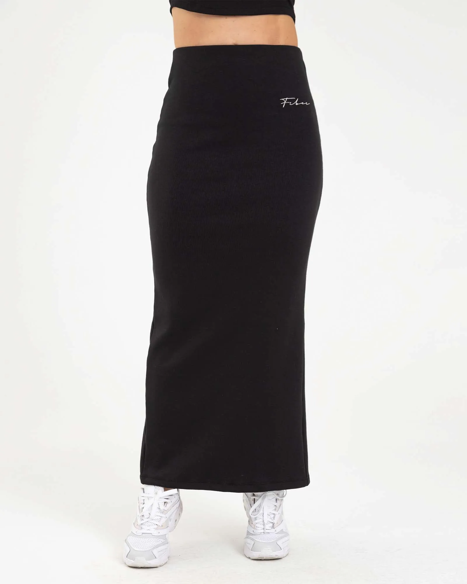 Falda larga casual streetwear negra sporty FIBER