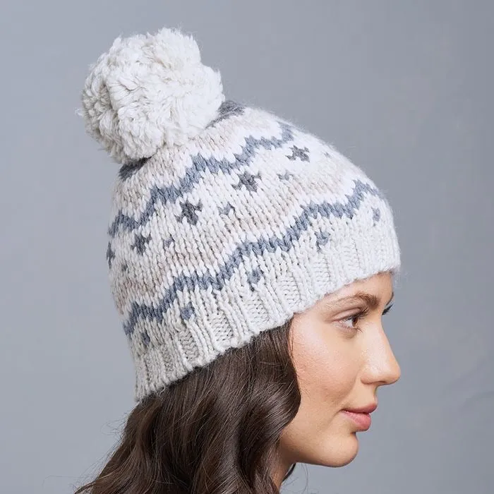 LEMON FAIRISLE HAT WITH POM