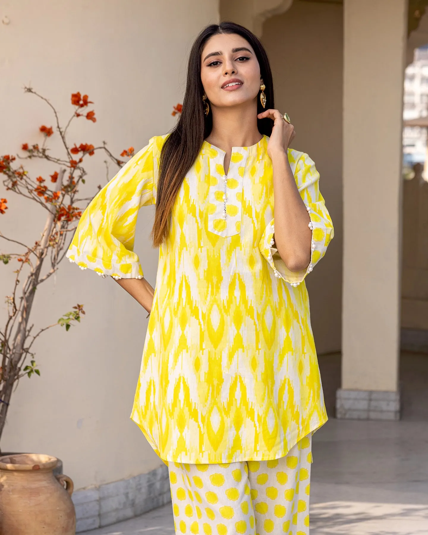 Lemon Yellow Ikat Co-ord Set