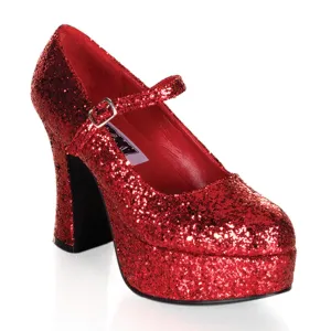 MARYJANE-50G Funtasma Red Glitter Fancy Dress Women's Shoes (Fantasy Footwear)