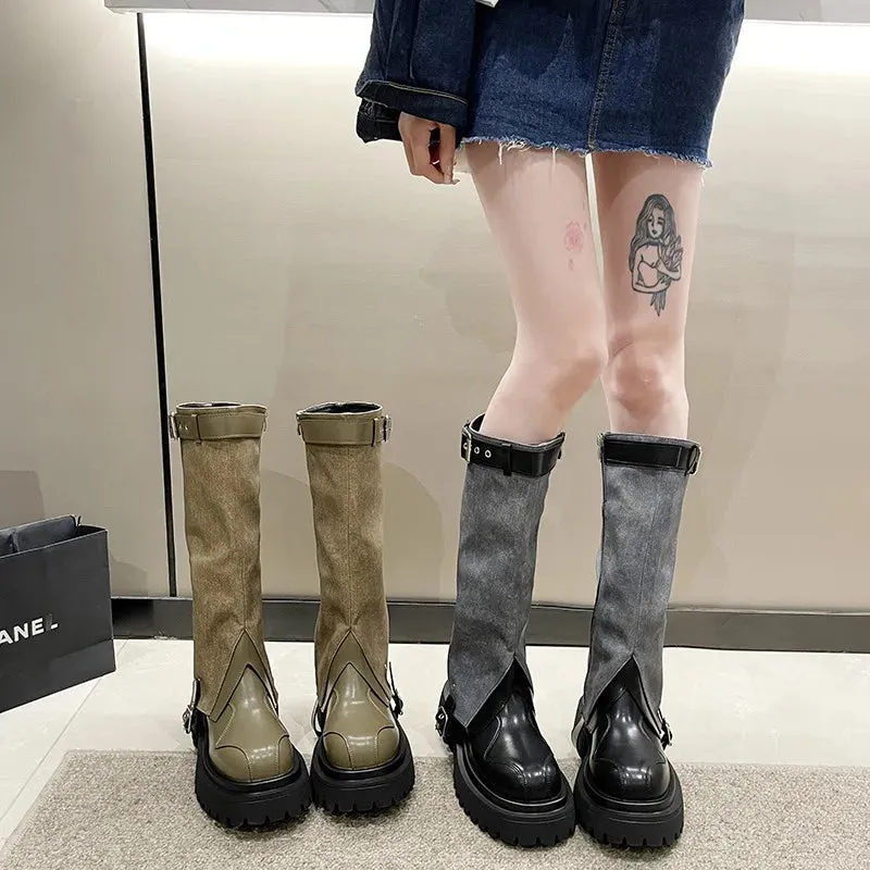 Niche Design Over the knee Cushioning Sole Stylish Knight Ankle Boot