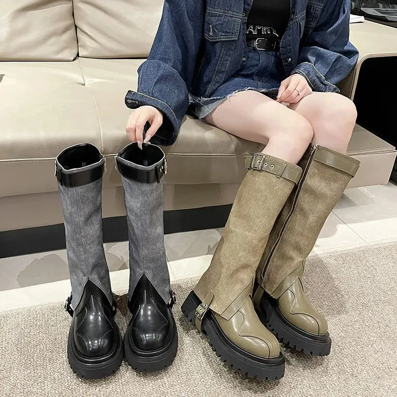 Niche Design Over the knee Cushioning Sole Stylish Knight Ankle Boot