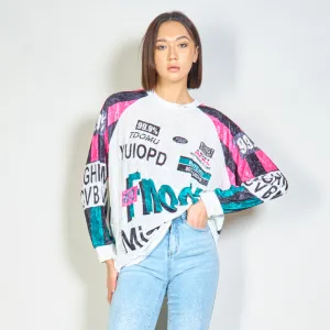 Oversized graphic print long-sleeve top wholesale