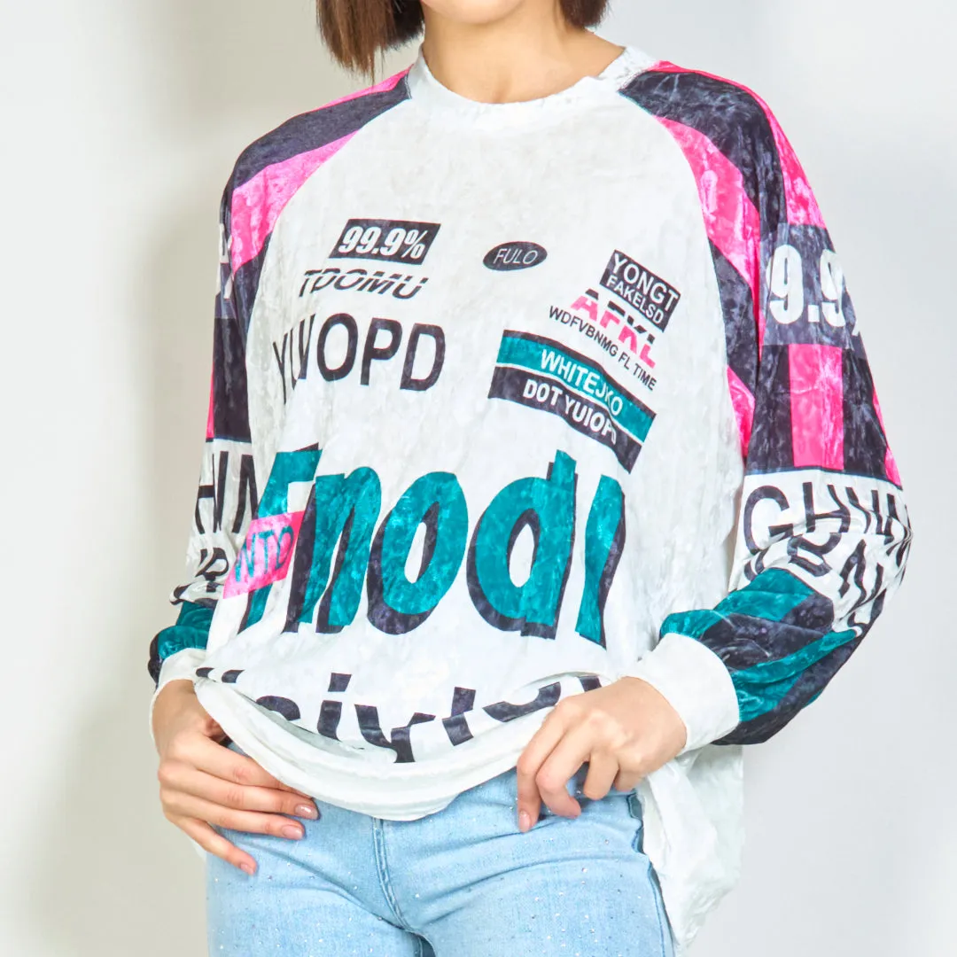 Oversized graphic print long-sleeve top wholesale