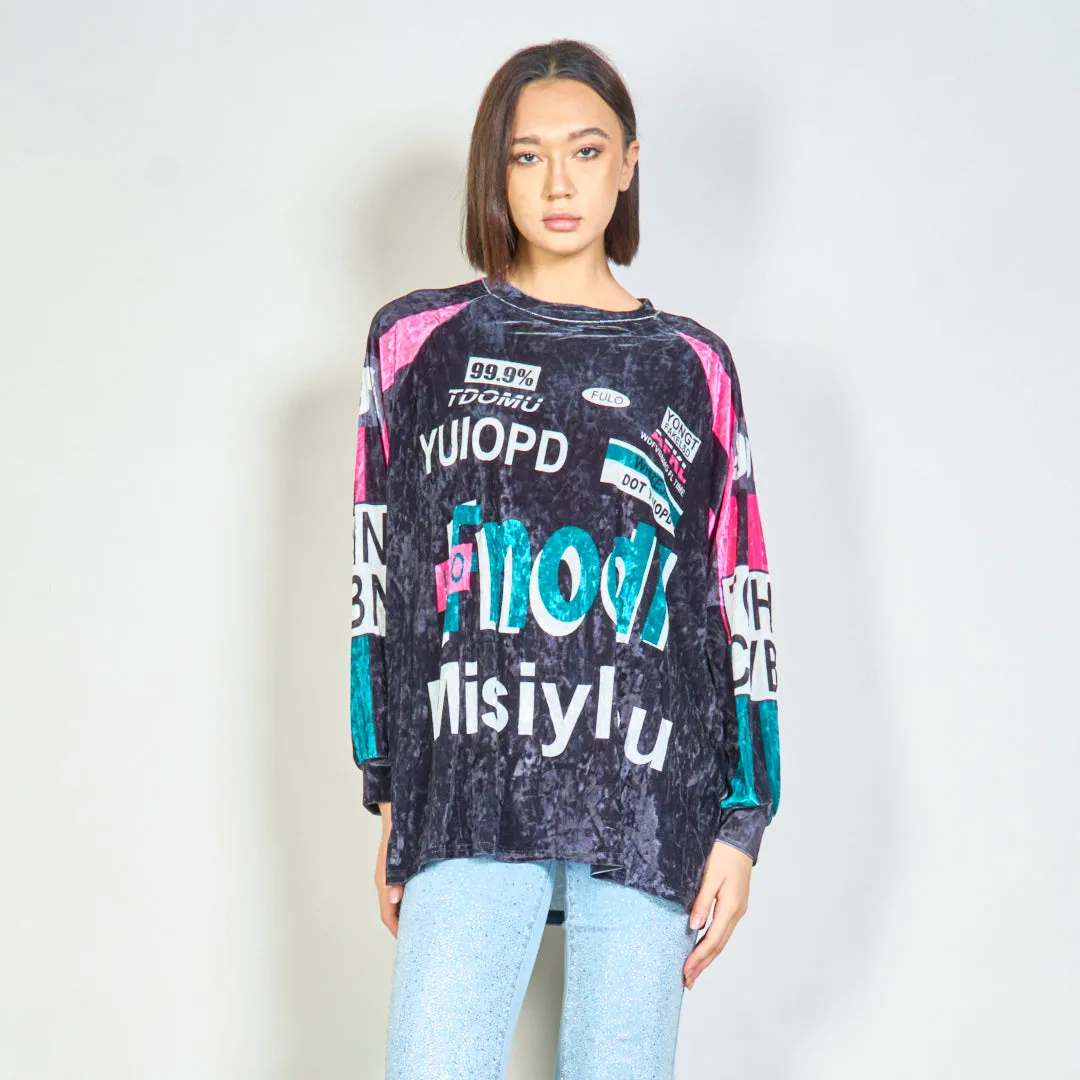 Oversized graphic print long-sleeve top wholesale