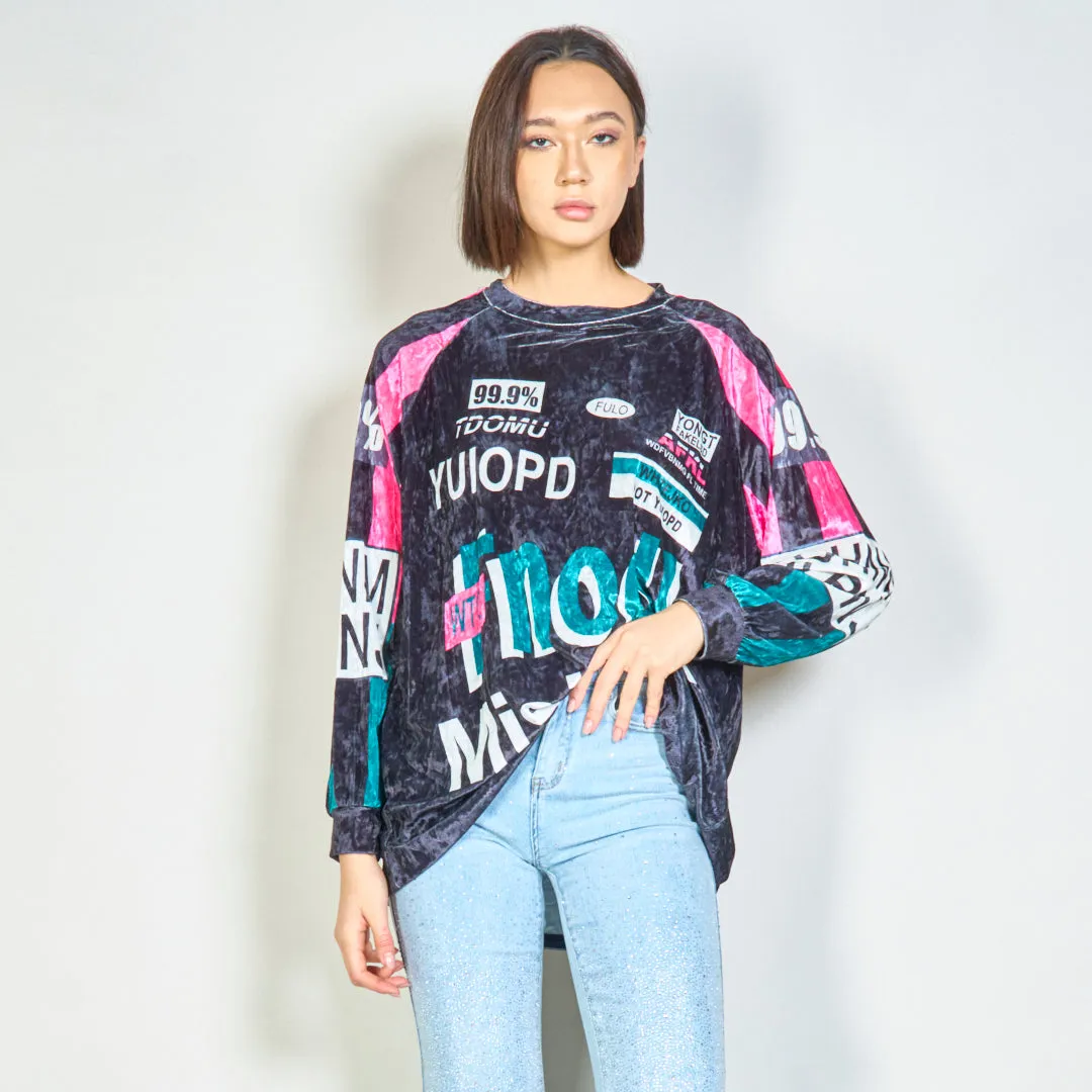 Oversized graphic print long-sleeve top wholesale
