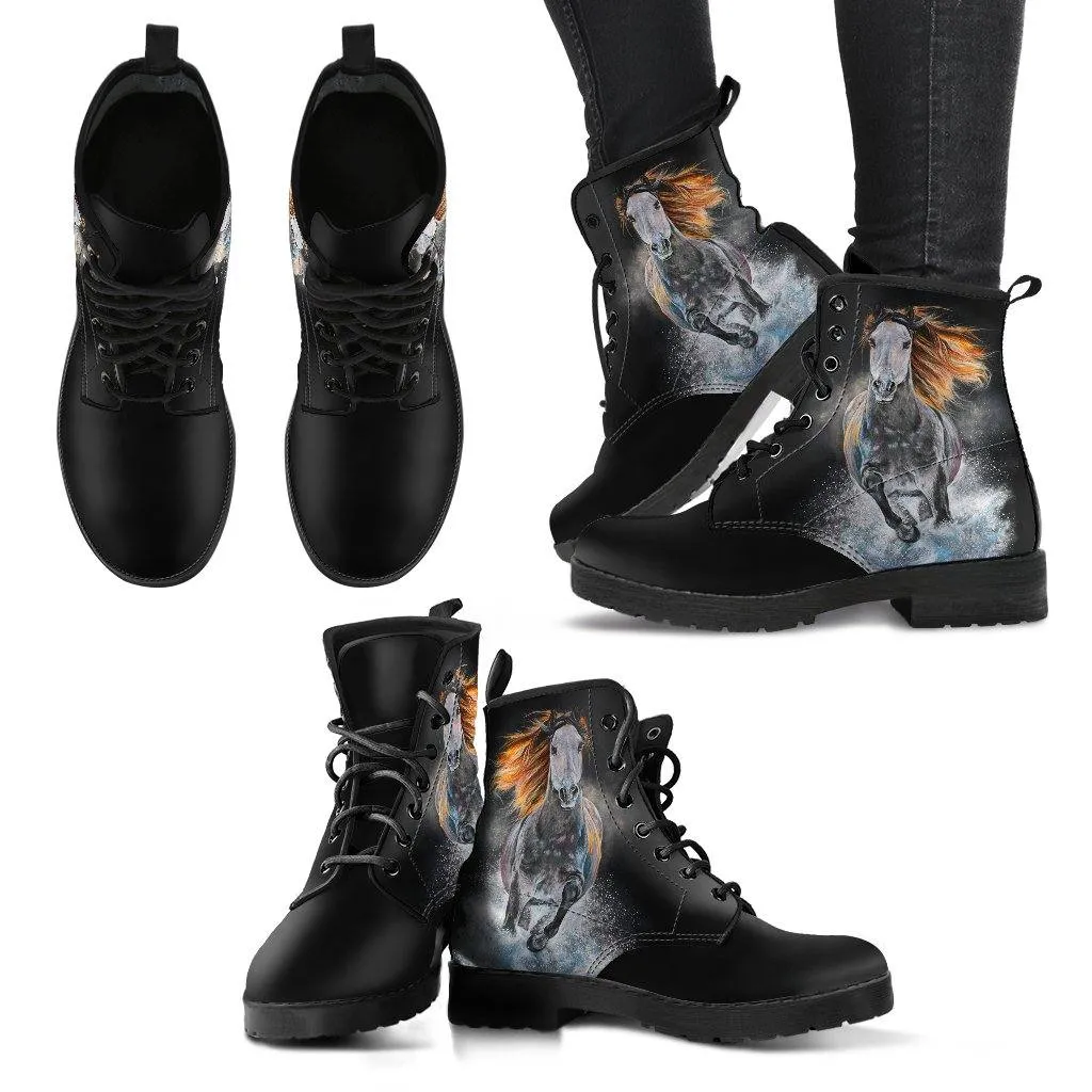 Running Stallion  Memory Foam Boots | All Season Lace Up Boots | Vegan Leather Combat Boot by Manifestie