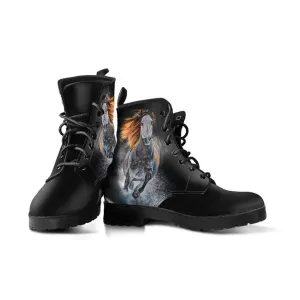 Running Stallion  Memory Foam Boots | All Season Lace Up Boots | Vegan Leather Combat Boot by Manifestie
