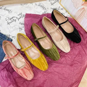 Sinead Pastel Crushed Velvet Ballet Flats