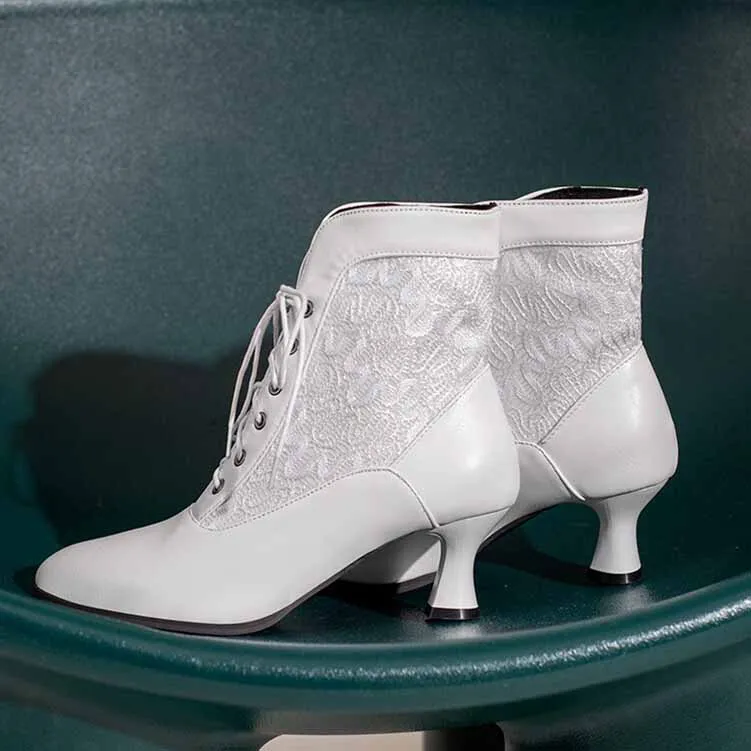 Women's Lace-up Ankle Bootie low heel Boots Plus Size Shoes