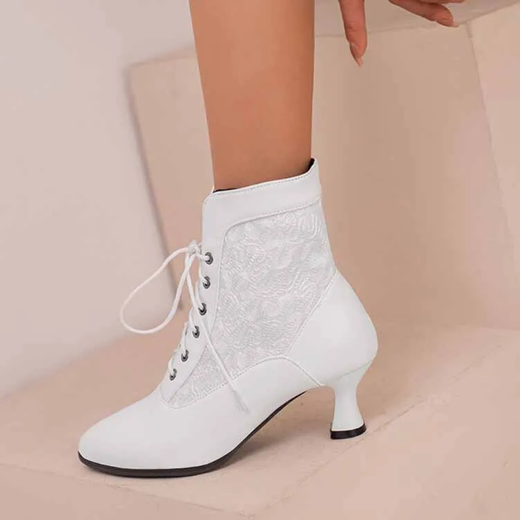 Women's Lace-up Ankle Bootie low heel Boots Plus Size Shoes