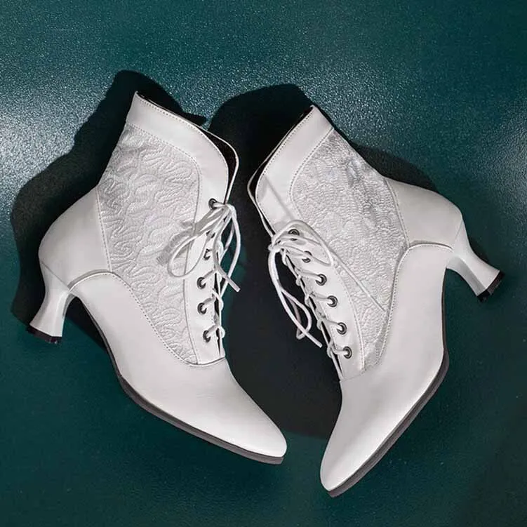 Women's Lace-up Ankle Bootie low heel Boots Plus Size Shoes